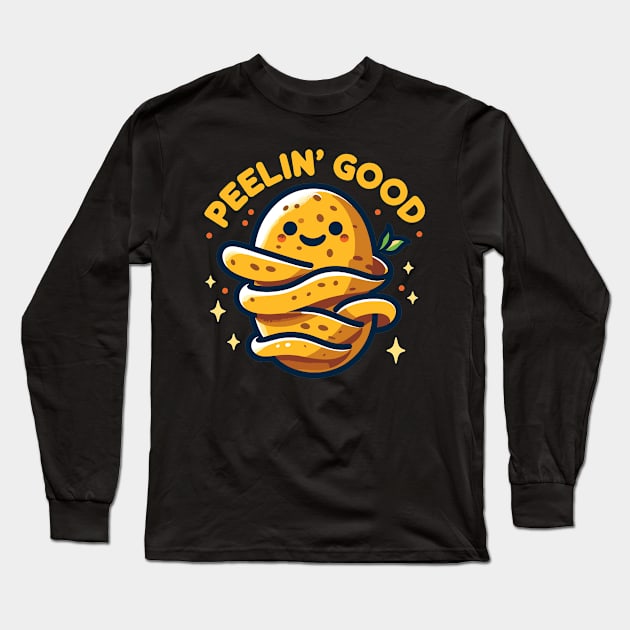 Peelin' Good | Funny cute potato puns | Potato feeling good | funny puns Long Sleeve T-Shirt by Nora Liak